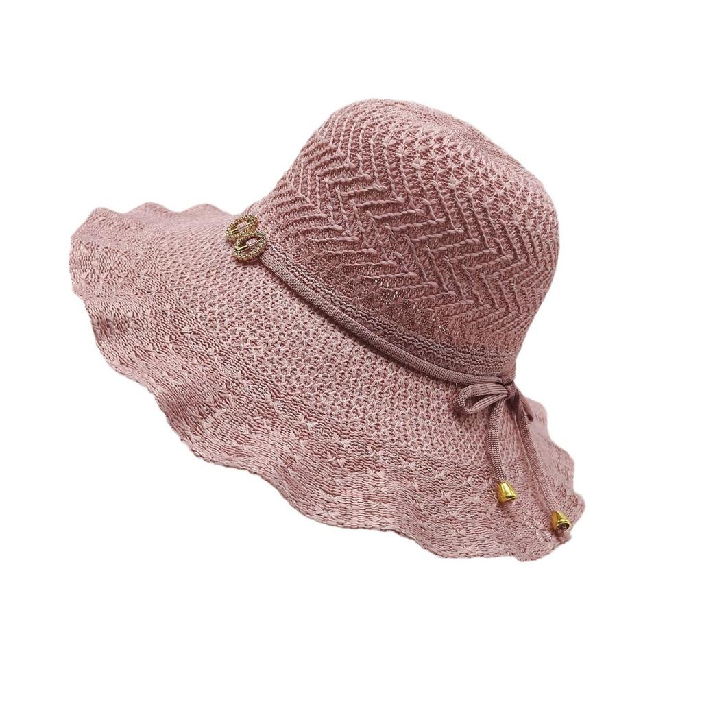 Складная шляпа-бантик для защиты от солнца, вязаная дышащая волнистая шляпа от солнца, летняя новая женская шляпа с большим карнизом