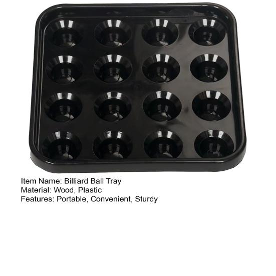 Standard Billiard Ball Tray Black Plastic Pool Ball Carrying Tray 16 Holes Snooker Billiard Ball Storage Holder Tray for Billiard Pool Table