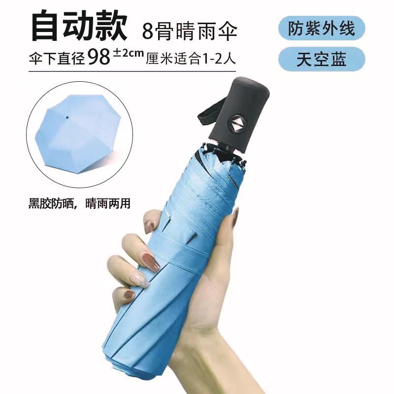 Fully Automatic 12-bone Large Sun Umbrella, Folding Vinyl Sunscreen Parasol, Weather and Rain Umbrella Can Be