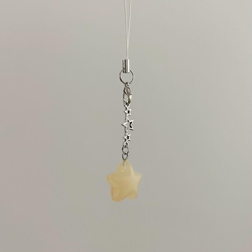 Pentagram Phone Chain Crystal Beads Tassel Keychain Pendent Charm Bag Pendant DIY Jewelry Making