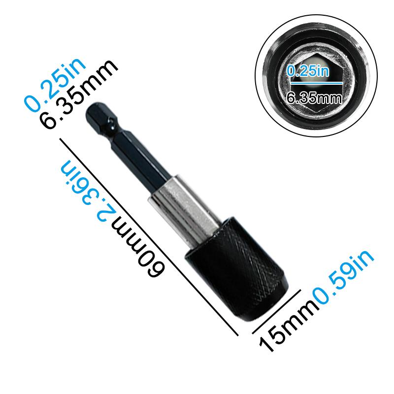 60mm hexagonal quick change rod 6.35mm self-locking screwdriver connect rod power tool accessory magnetic sleeve extension rod