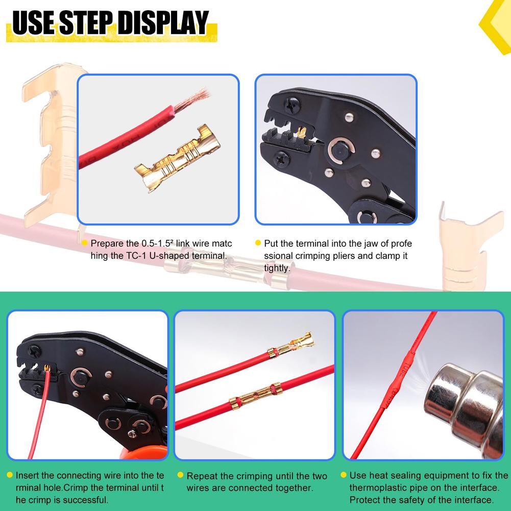 100/200Pcs Push Button Quick Connect Terminals 453 U-Shaped 0.3-1.5mm2 Tab Cold Inserts Terminals Wire Connector Terminals