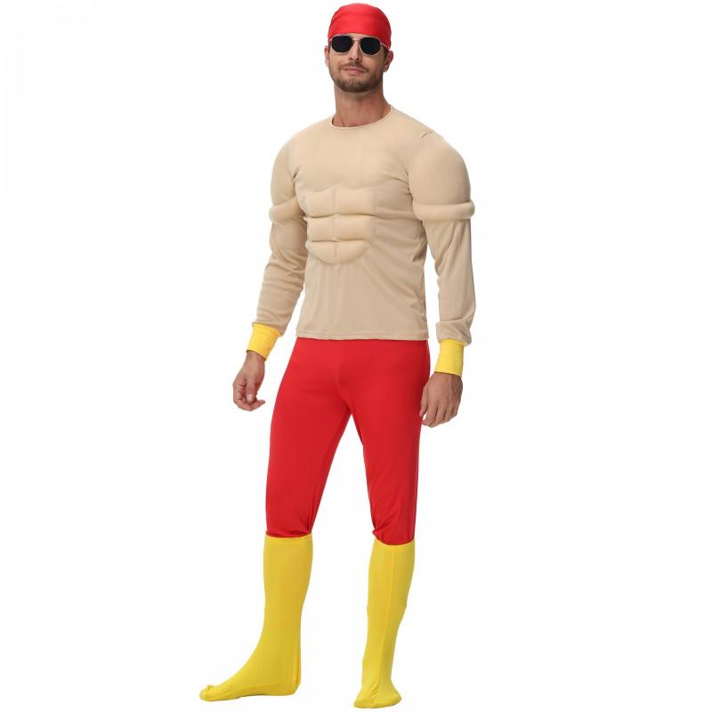 Halloween Adult Muscle Costume Fake Abs Cosplay Outfit Men Party Role Play