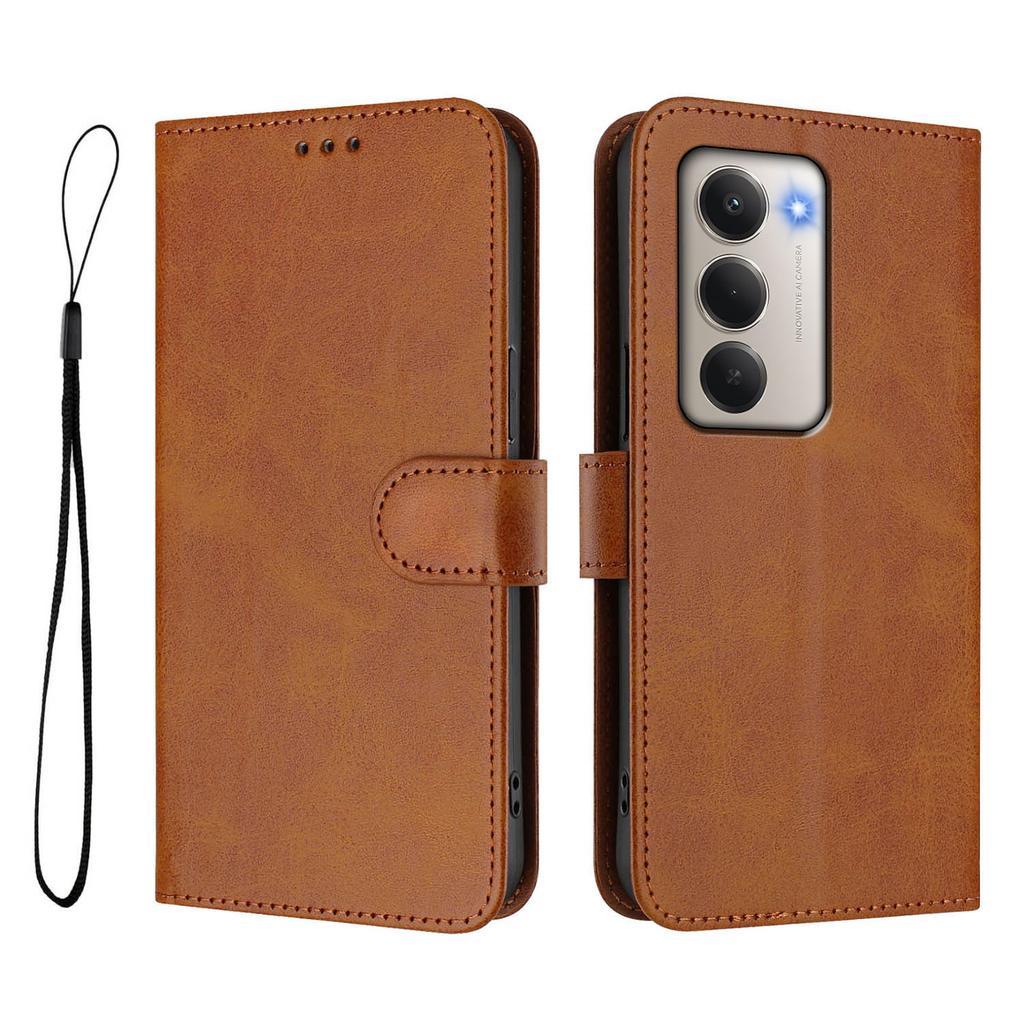 Для Xiaomi Redmi 15 4G (США) (171 мм) Чехол-кошелек с RFID-блокировкой, из телячьей кожи с текстурой, подставка, чехол для телефона со шнурком