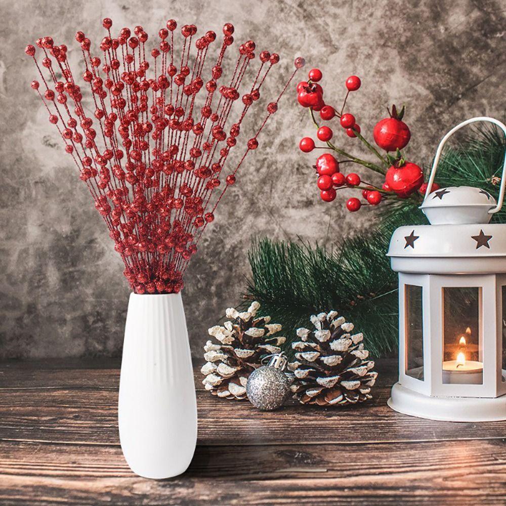 5шт настольные украшения реквизит искусственный блеск ягоды рождественские палочки ветки рождественская елка