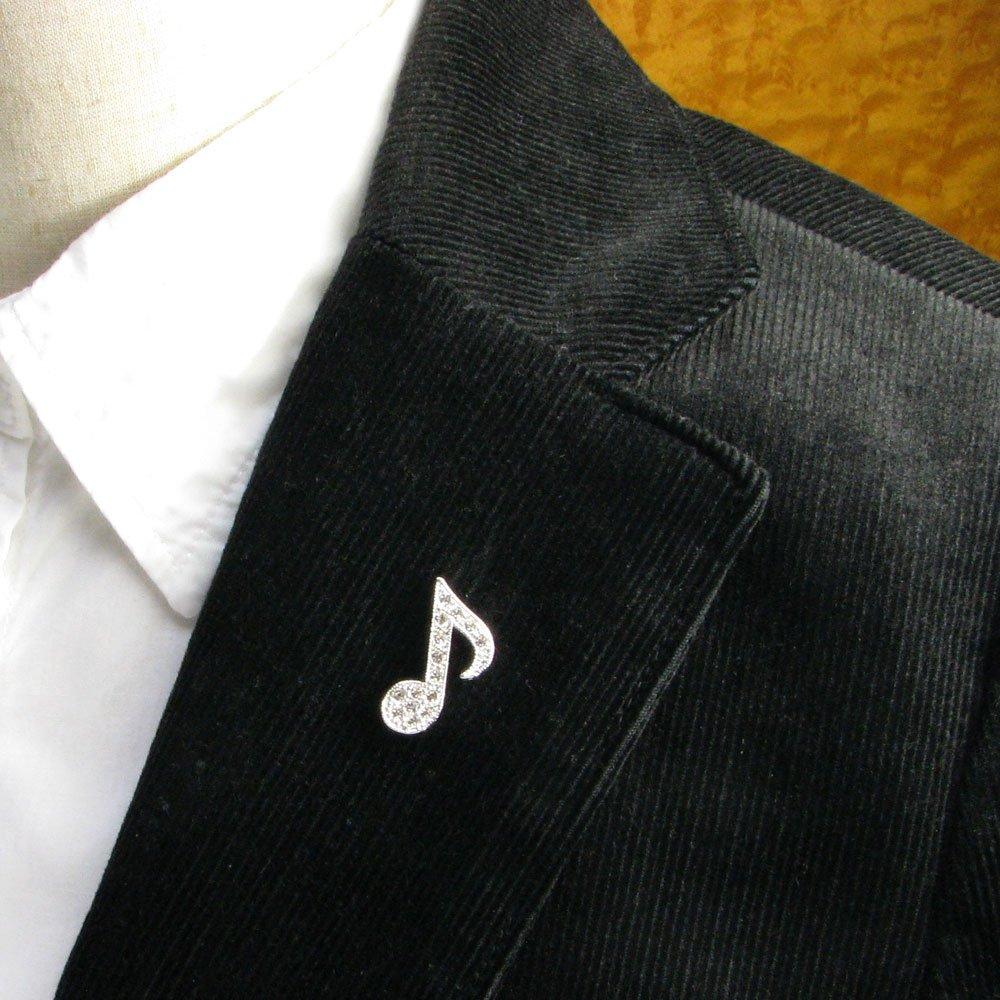 GEM plus Lapel musical treble pin KS38003 color x eighth pin, note, clef, brooch, music, (silver note)