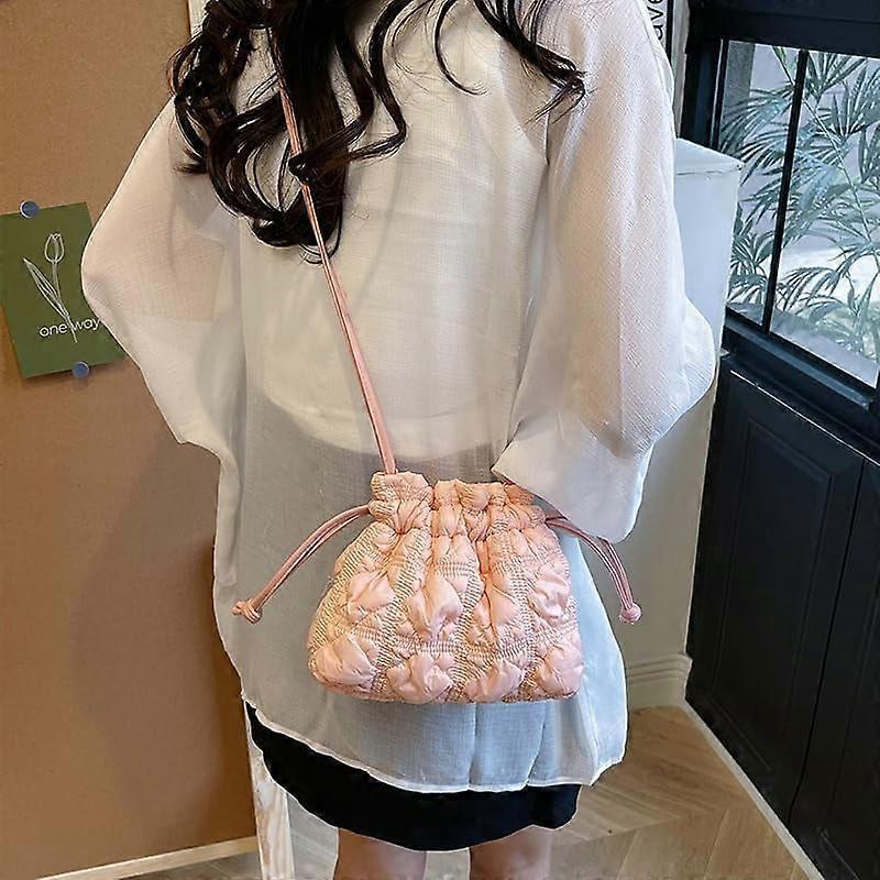 Quilted Bags Mini Puffer Crossbody Bag Puffy Purse for Women Drawstring Clutch Bag Small Shoulder Purse