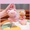 Original Cute Brown And Pink Plush Bear Keychain Fun And Whimsical Accessory
