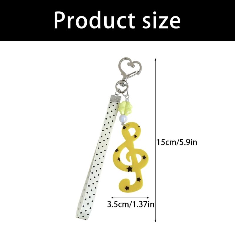 Decorative Keychain Charm Acrylic-Style Bag Charm Music Note Key Holder With Loop Strap and Playful Details for Everyday Carry
