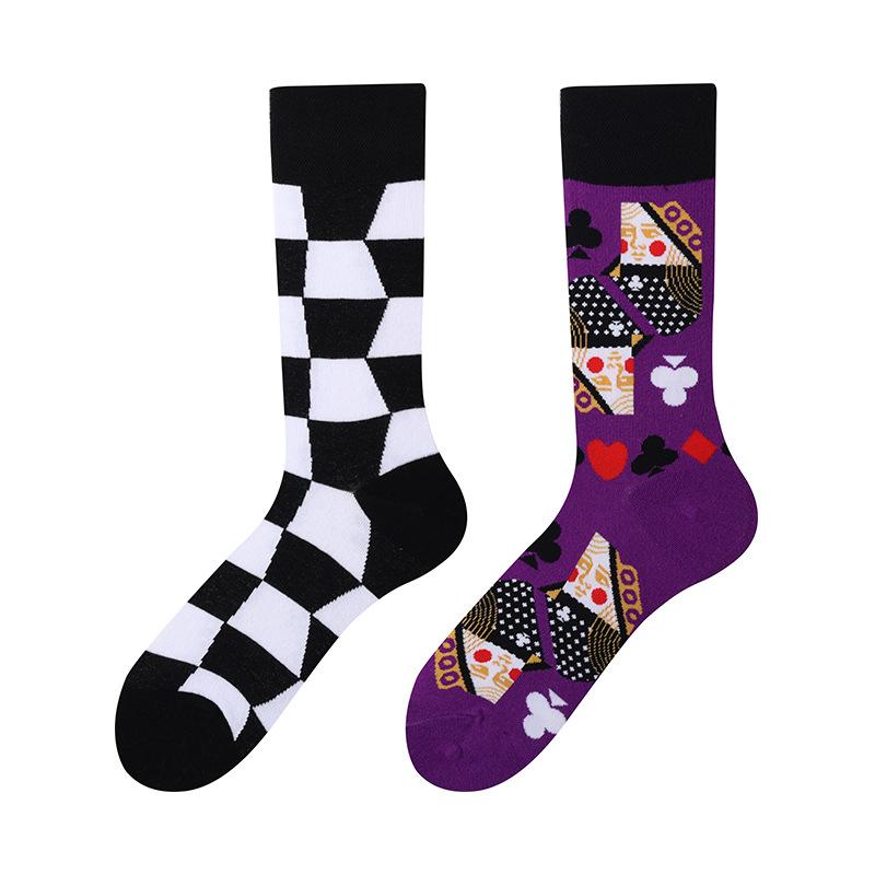 Creative and Fun Cartoon AB Trendy Asymmetric Mandarin Duck Men's and Women's Cotton Socks Medium High Socks