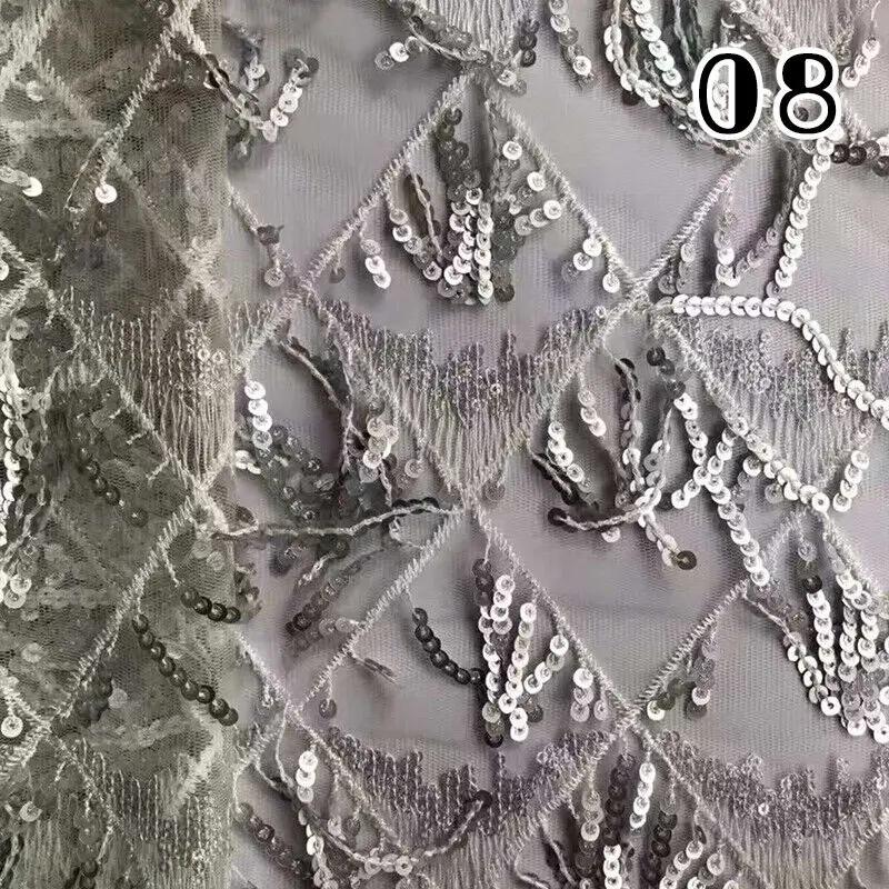 Sequins Embroidered Lace Fabric Diamond Fringe Wedding Dress Material Elegant Beads French Sequins Lace Fabric For Clothing