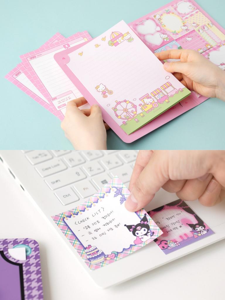 Hot Cute Sanrio & For Kuromi Cinnamoroll Sticky Notepad, Adorable Oblong Paper Notepad For Office Stationery
