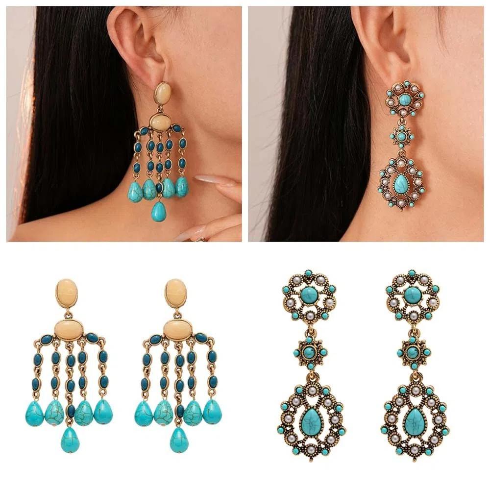 Bohemia Style Bohemian Turquoise Earrings Turquoise Earrings Pendant  Women