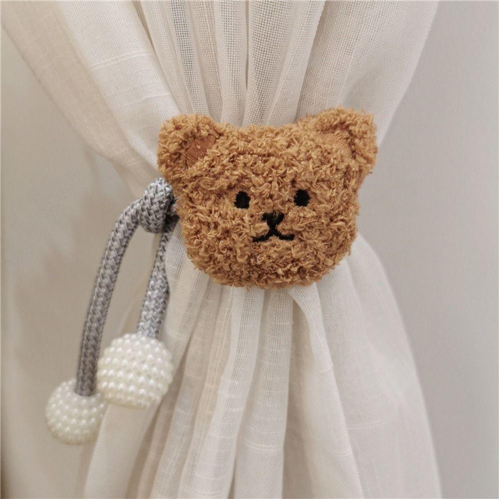 2Pcs 3D Cartoon Bear Curtain Cute Bear Curtain Tieback Gift Window Curtain Buckles Home Decor