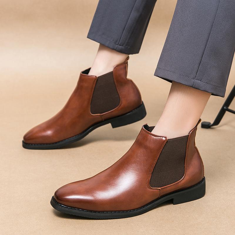 Classic Retro Leather Mens Chelsea Boots Brand Designer Italy Dress Boots Men Casual Handmade Business Ankle Boots Big Size 48