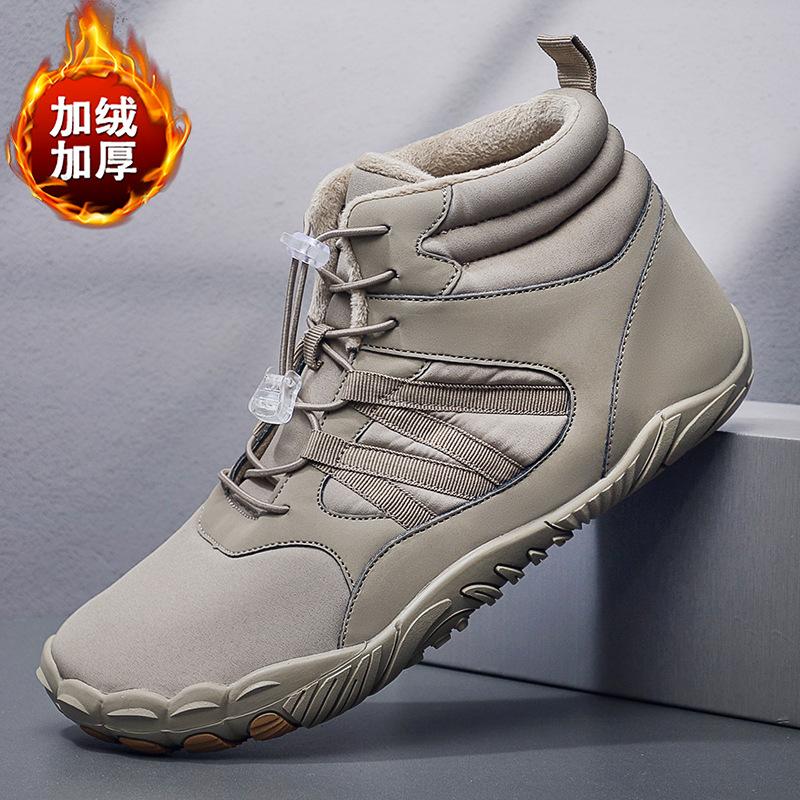 Высокие уличные походные хлопковые ботинки водонепроницаемые, морозостойкие и нескользящие износостойкие бархатные теплые зимние ботинки