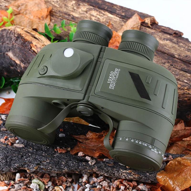Binoculars Hd 10x50 With Compass Rangefinder Professional Waterproof Powerful High Power Telescope Boating Bird Watching Hunting