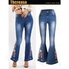 Women's Autumn Embroidered Denim Flare Wide-Leg Pants