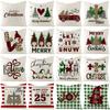 Christmas Pillow Case Polyester Red and Green Plaid Print Pillow Nordic Home Living Room Sofa Cushion