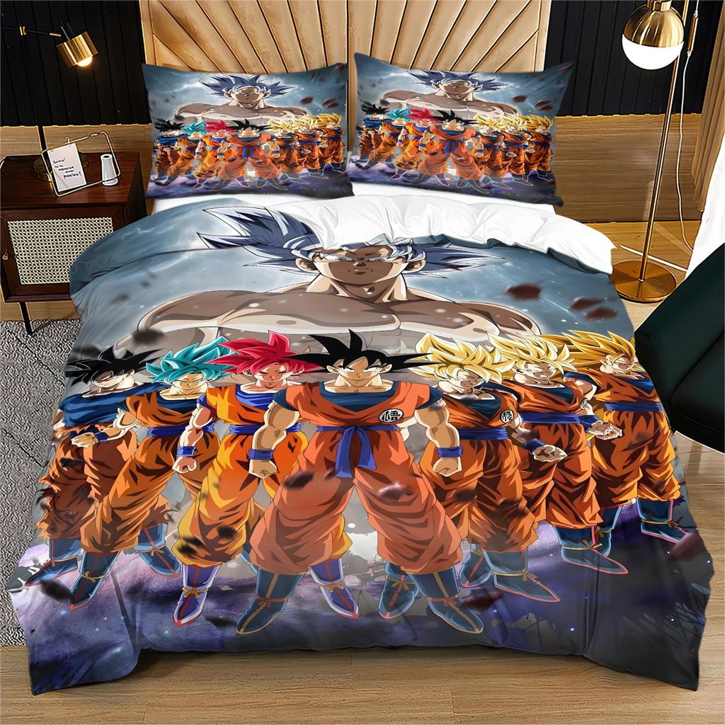 Anime 3D-Dragon-Ball Pattern Bedding Set Pillowcases 2/3pcs Duvet Cover Kids Teen Bedroom All Season Decorative Bed Set