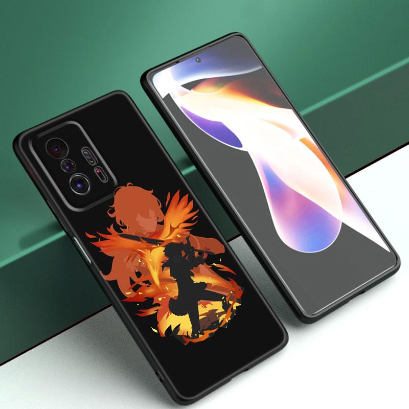 Чехол для телефона Genshin Impact с аниме для Xiaomi Mi A2 8 9 SE Note 10 10T 11 12 Lite 9T 11T 12S 12T Pro A3 6X 12X, мягкий черный чехол из ТПУ