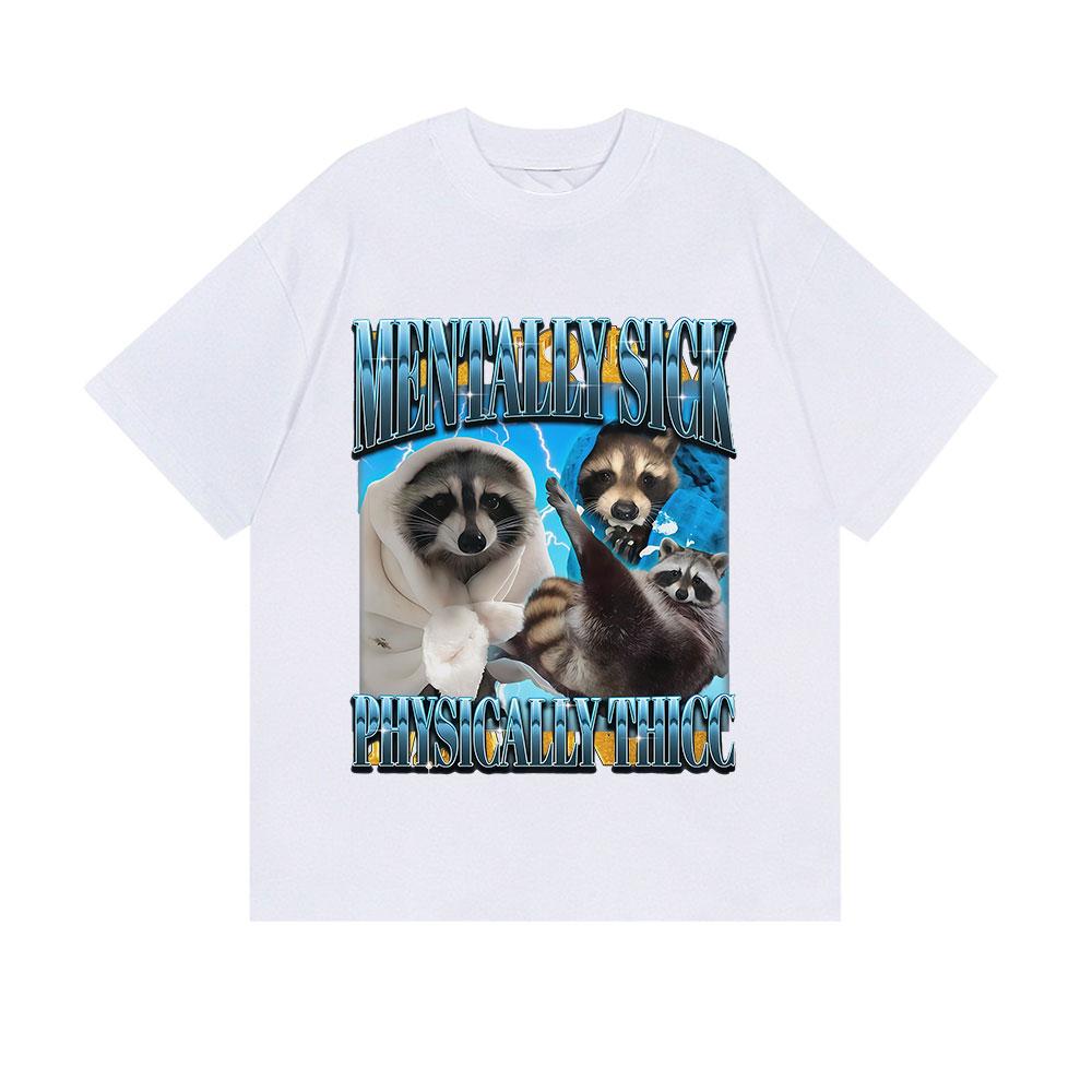 Смешные Графические Футболки с Мемом 'Психически Больной, Физически Полный' Мужские Женские Стиль Юмор Хлопковые Футболки Летние С Круглым Вырезом С Коротким Рукавом
