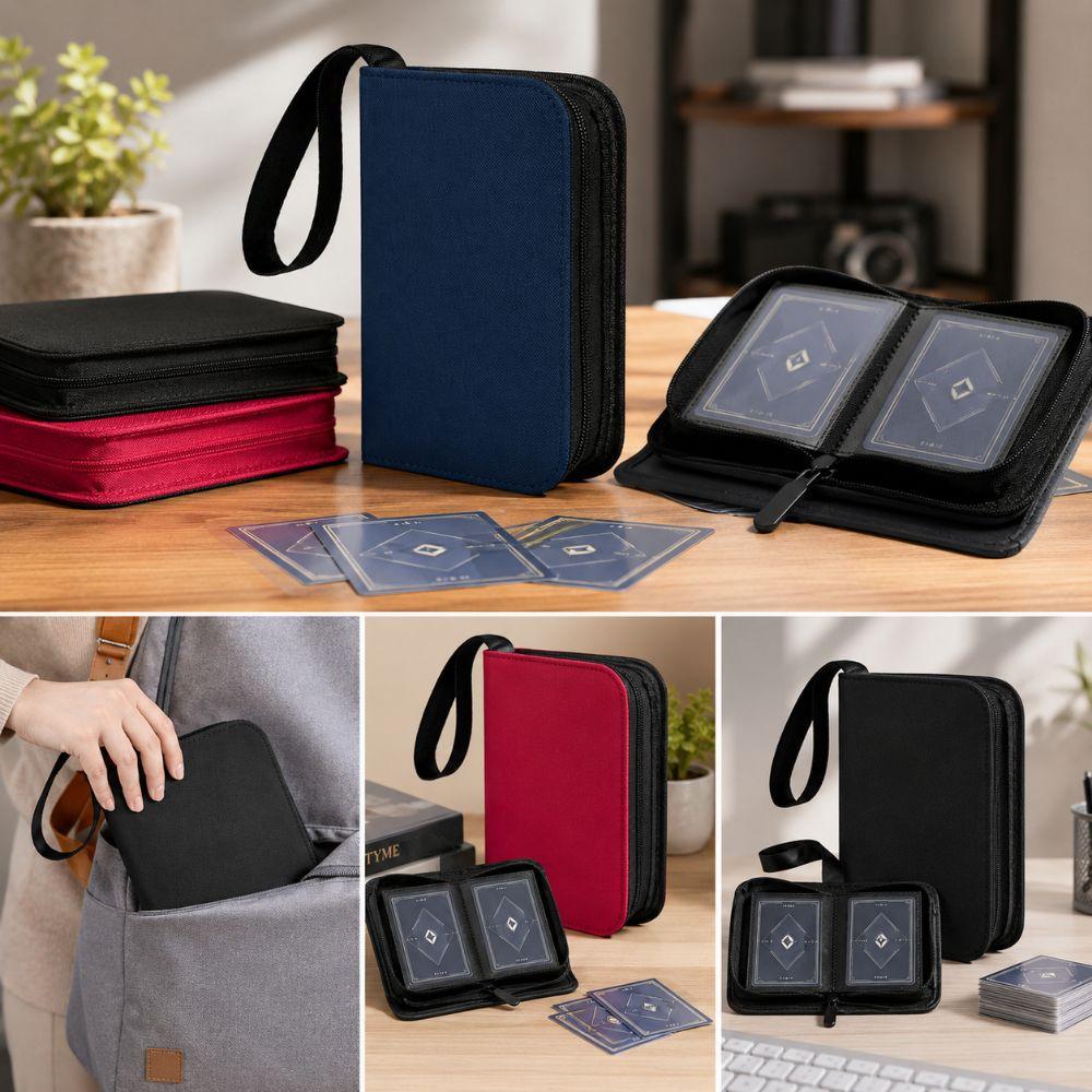 Portable 40 Pockets Trading Card Album Diamond Leather Durable Mini Card Binder 3x4inch Storage Pockets Card Collection