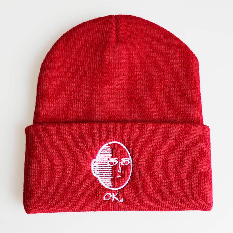 Cartoon animation ONE PUNCH MAN Embroidered Knit Hat Autumn Winter Ski Hat Pullover Hat Woolen Hat
