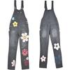 Women's Spring and Summer Denim Jumpsuits Flower Printed Overalls Loose Casual Long Pants Plus Size XS-6XL
