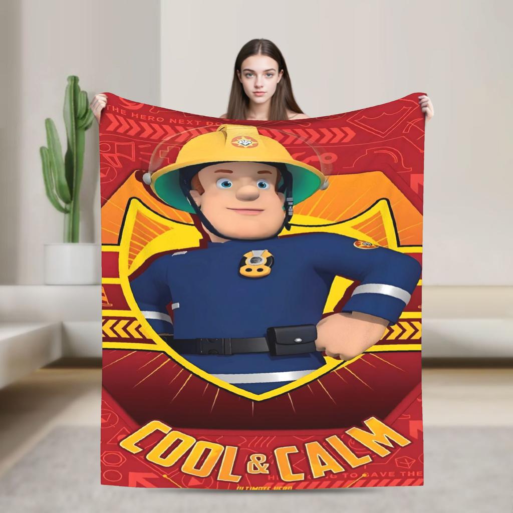 Firemans Sams Flannel Blanket Winter Super Warm Throw Blanket for Girls Boys Outdoor Pattern Bedspread Sofa Bed Cover
