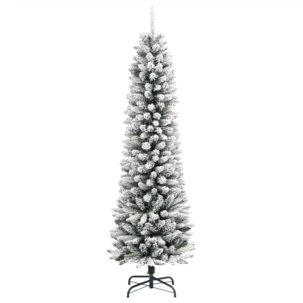 Artificial Slim Christmas Tree with Snow 120 cm PVC & PE