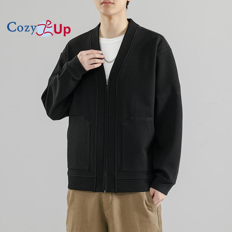 Уютный мужской кардиган, свитер из полушерсти, вязаный кардиган с V-образным вырезом и пуговицами, с карманами