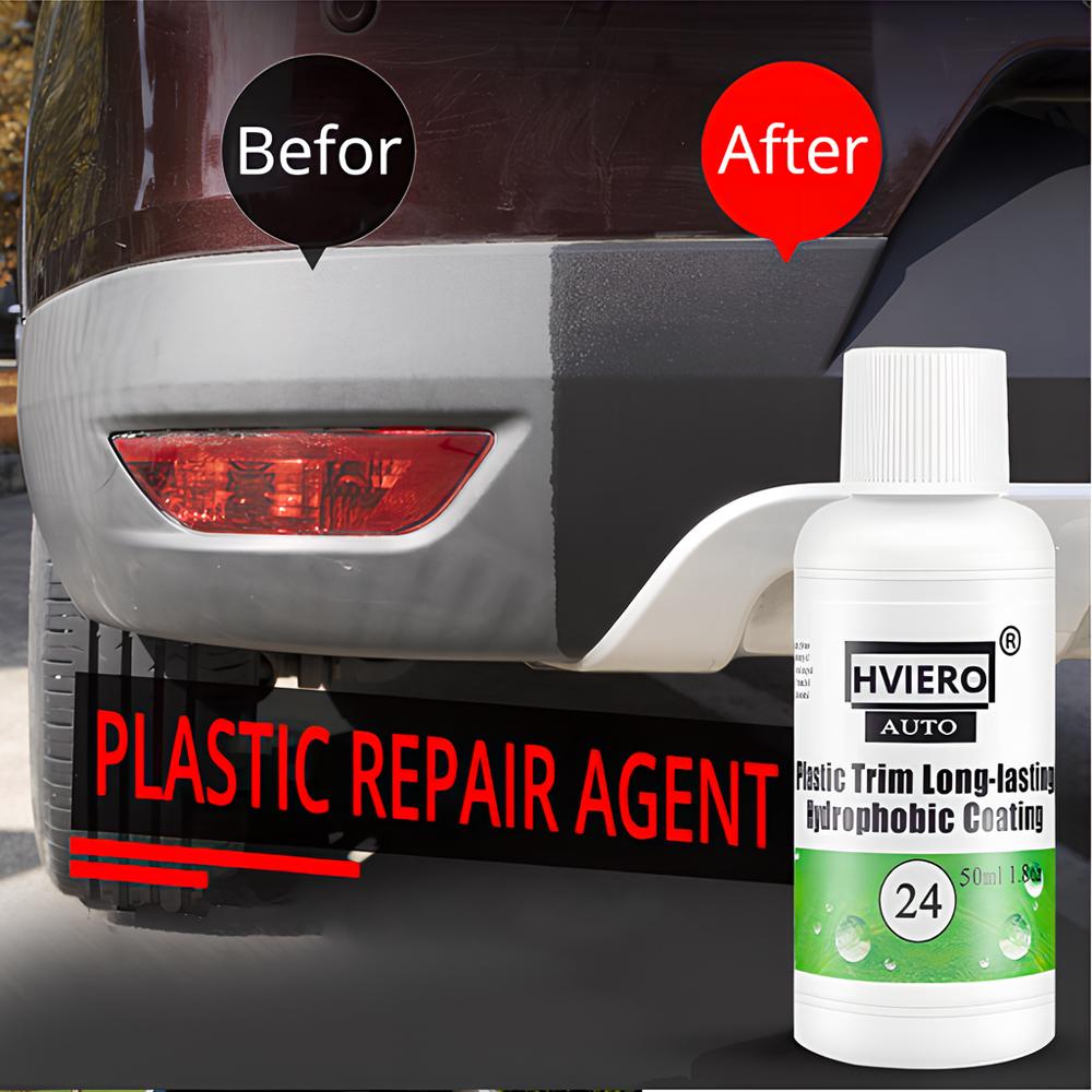 HVIERO-24 Plastic Trim Coating Long-Lasting Hydrophobic Car Exterior Plastic Restorer Aging Plastics Turn Black Bright 20/50ml