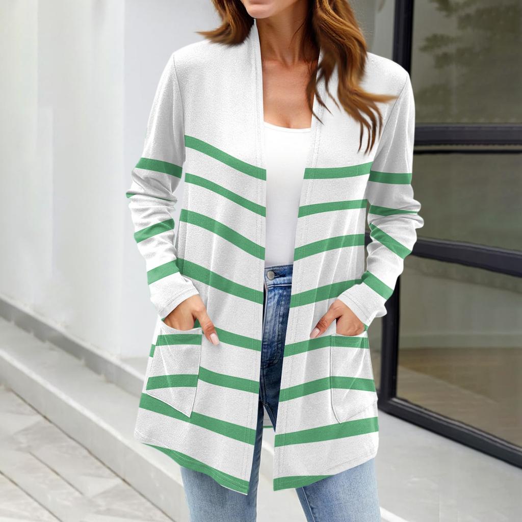 Женские легкие кардиганы с открытой передней частью, с длинными рукавами, повседневные, свободные, тонкие кардиганы с карманами