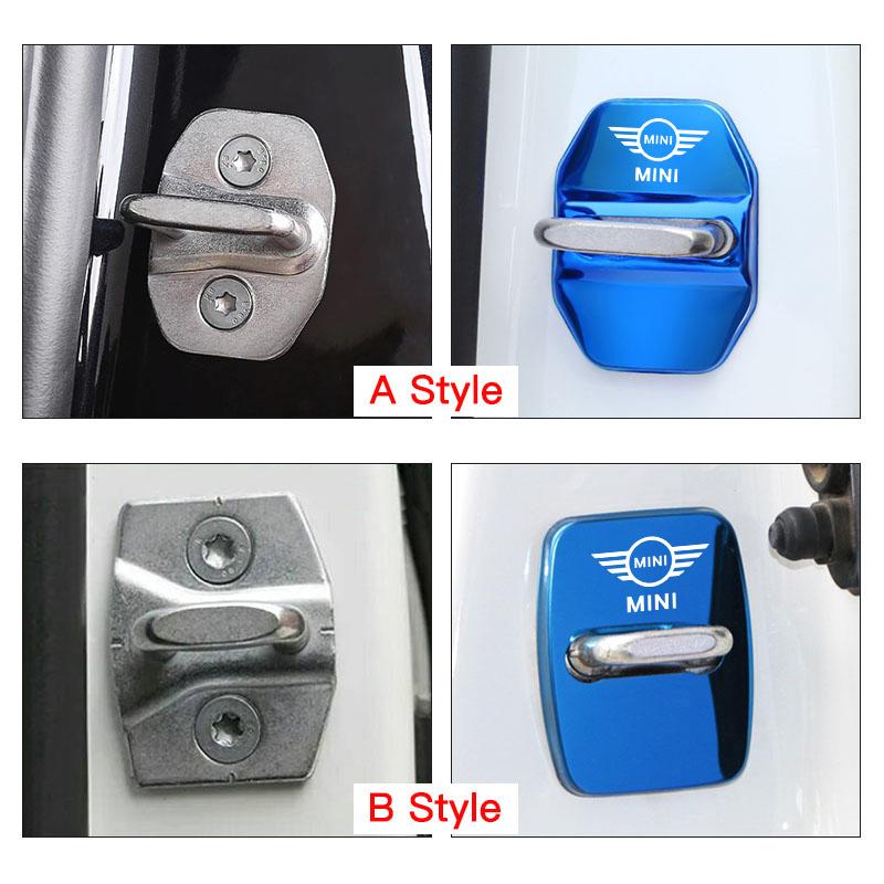 4Pcs Titanium Alloy Car Door Lock Protective Cover For MINI Cooper JCW Countryman Clubman Cabrio Paceman Coupe Roadster Clubvan