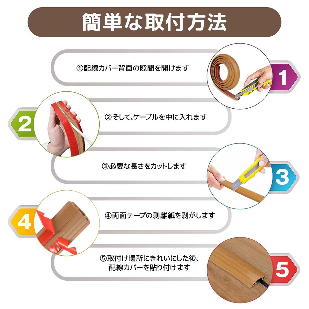 Nokitobu Wiring Cover, Floor Cord Cover, Cable Cover, Floor-Mounted, Conceals Wires and Cords, Cord Cover, Cord Protector, Wiring Cover, Cable