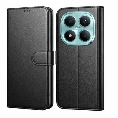 Чехол-кошелек для Xiaomi Poco M8 PRO 5G - Черный с откидной крышкой на магните, с отделениями для карт, Phonillico®