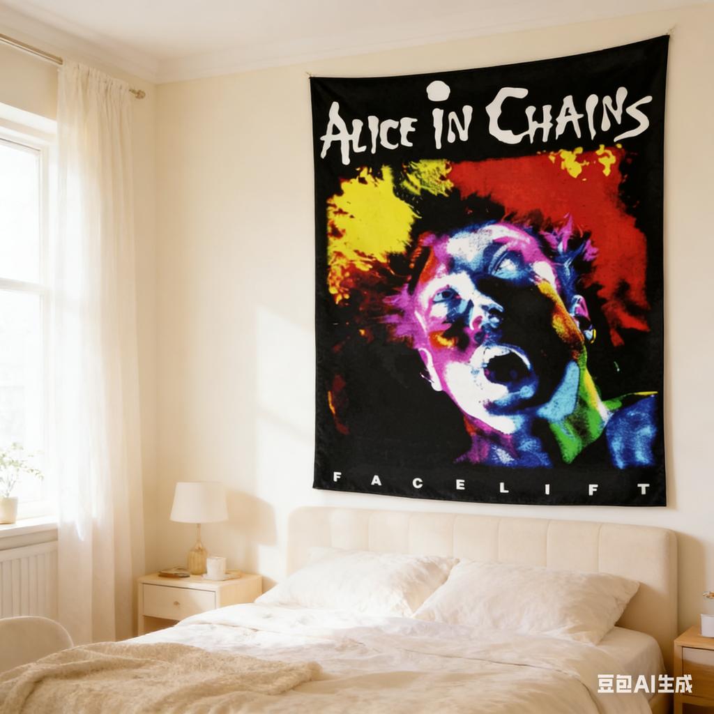 1pc Alice In Chains Facelift Tapestry Rock Band Album Cover Wall Hanging Polyester 2D Print Grunge Music Decor for Bedroom G