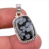 Подвеска из натурального снежного обсидиана ручной работы из цельного серебра 925 пробы 1,50 дюйма q2E12