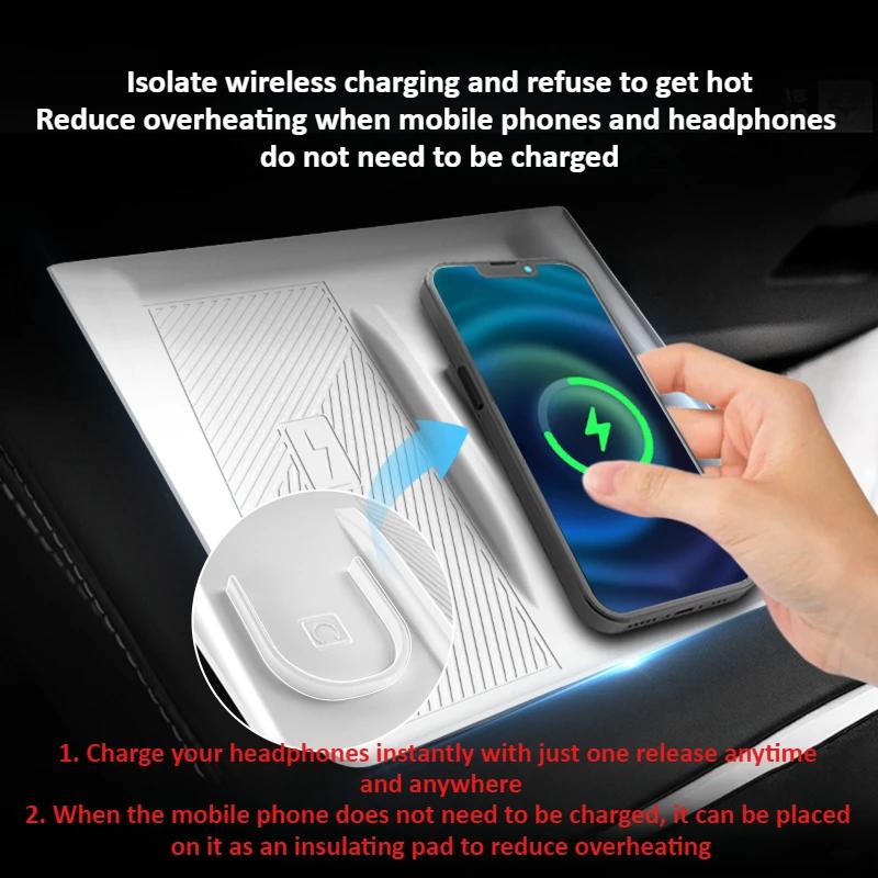 For Tesla Model Y Juniper 2025 Silicone Wireless Charging Pad Charger Protect Cover Car Accessories Non-Slip Dust-Proof Mat