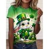 St. Patrick's Day Lucky Women's T Shirt Floral Graphic Shamrock Vintage Stylish Casual Short Sleeve  Tops Daily Print  Summer