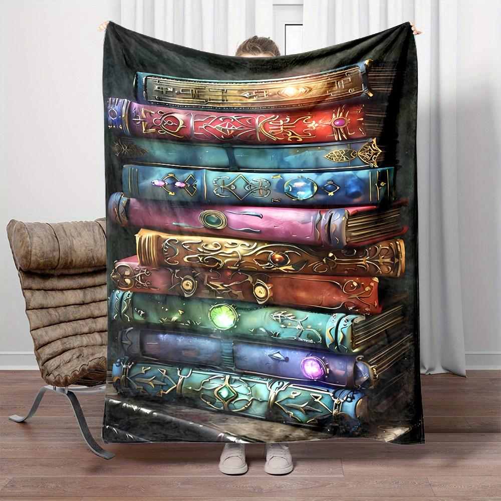 Literary Book Print Blanket Reversible ReadingThemed Flannel for Bookworm Comfort Library Gifts Cozy Storytime Decor