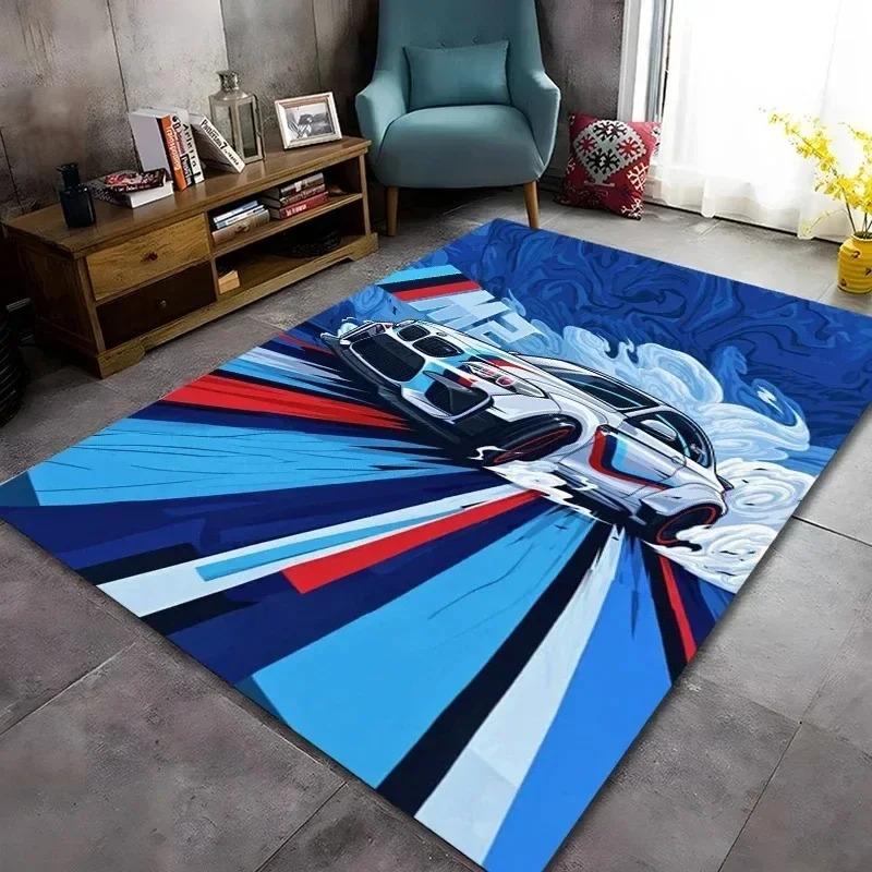 Racing Car Pattern Carpet for Man Cave Bedroom Living Room Home Sofa Decoration Washable Rug Kid Play Decor Floor Big Size Mat