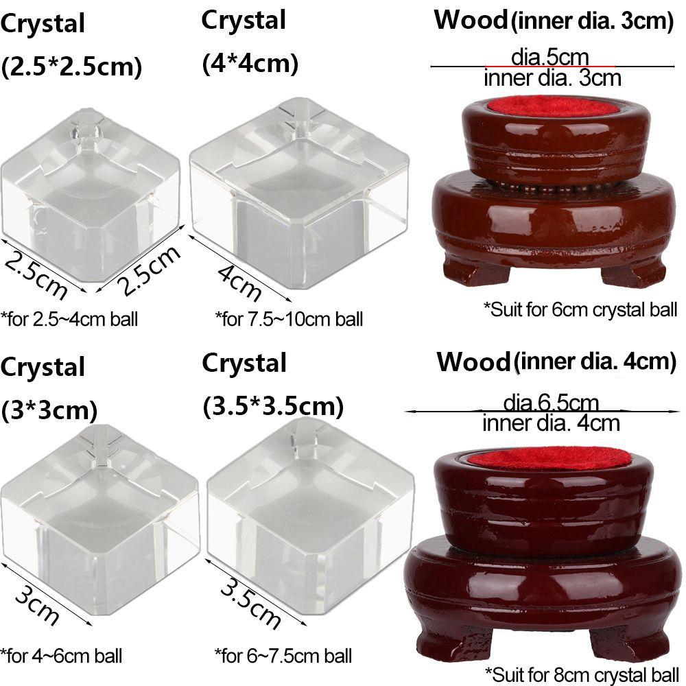 Ornament Home Decoration Square Glass Holder Wood Pedestal Crystal Sphere Base Transparent Support