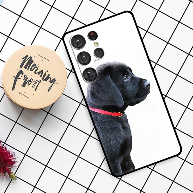 Black Labrador Dog Case For Samsung Galaxy S24 FE S20 FE S21 S22 S23 S24 S25 Ultra S9 S10 S25 Plus Phone Cover