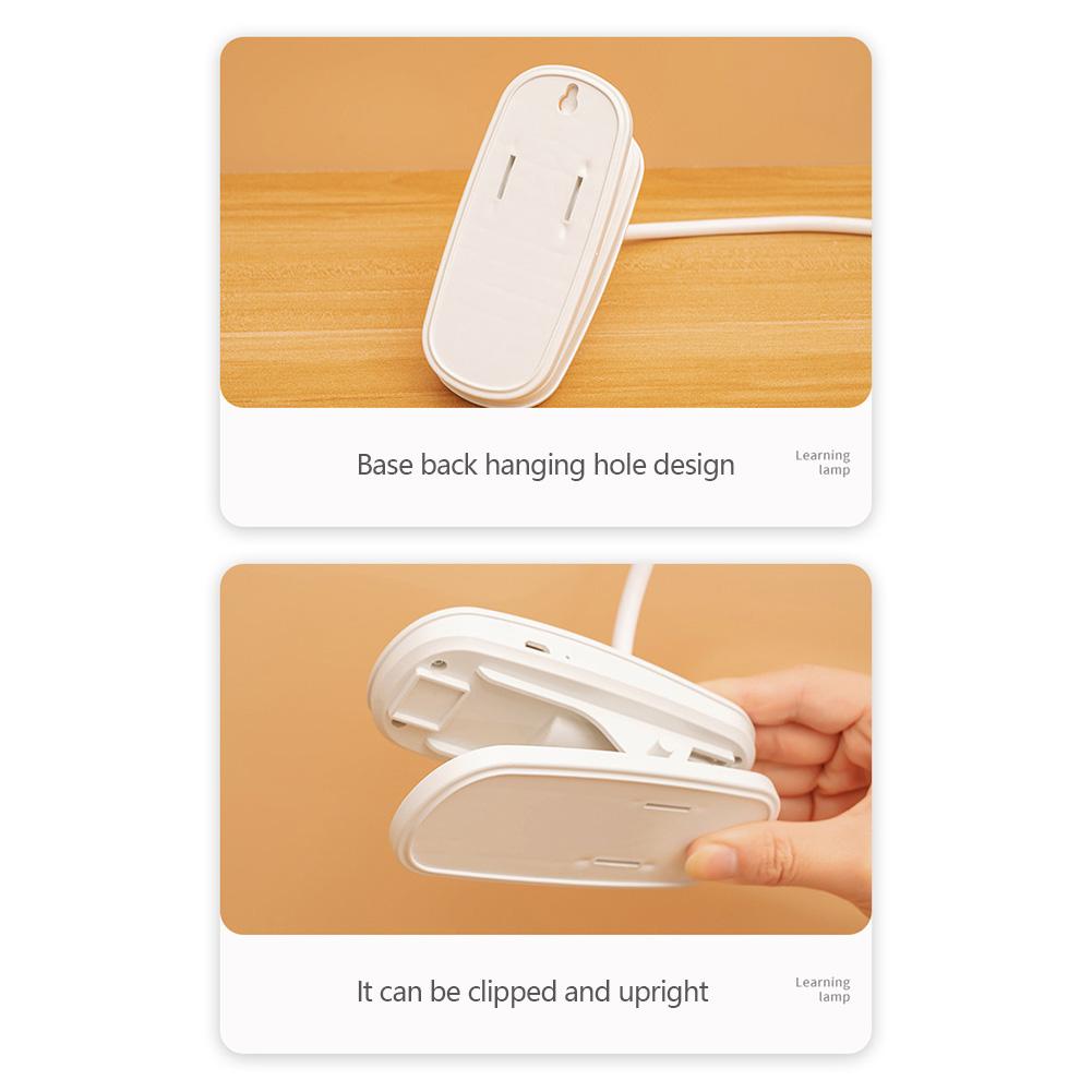 Светодиодная настольная лампа с защитой глаз и зажимом, перезаряжаемая через USB, 360°, гибкая настольная лампа для чтения в спальне, ночник