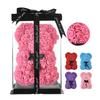 25cm Artificial Teddy Rose Flower Bear with Box Romantic Valentines Day Gift Girlfriend Women Anniversary Wedding Party Supplies