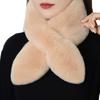 Faux Rabbit Fur Collar Scarf, Winter Warm Soft Fluffy Plush Cross Scarf, Cross Neck Warmer Faux Fur Collar for Matching Sweaters