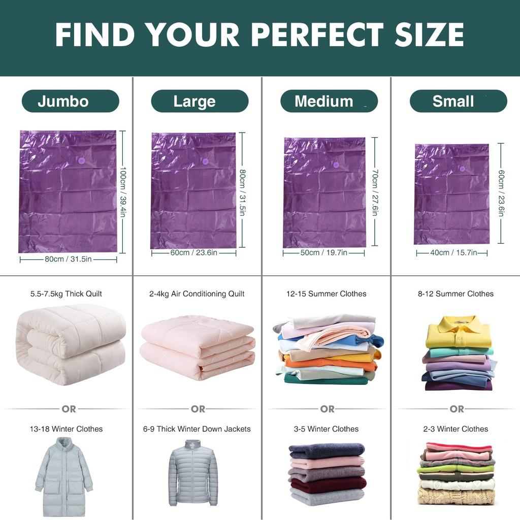 6 Pack Vacuum Storage Bags Inside With Lavender Scent Space Saver Bags for Clothes, Comforters, Blankets, Bedding Organizer