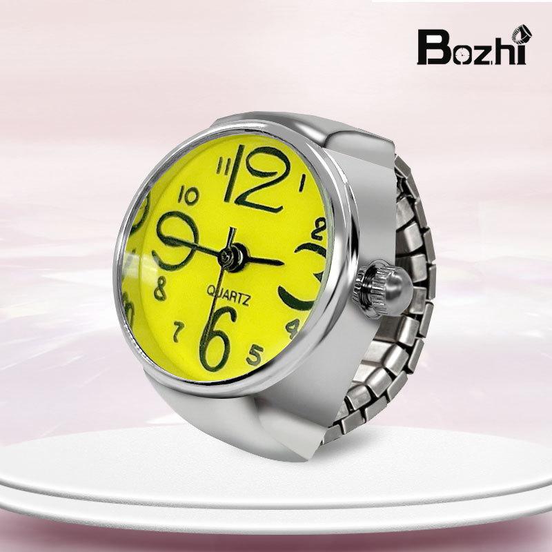 Trendy Unisex New Retro Hip-hop Women's Ring With Round Steel Dial Punk Style Elastic Quartz Ring Women's And Girls' Ring Watch